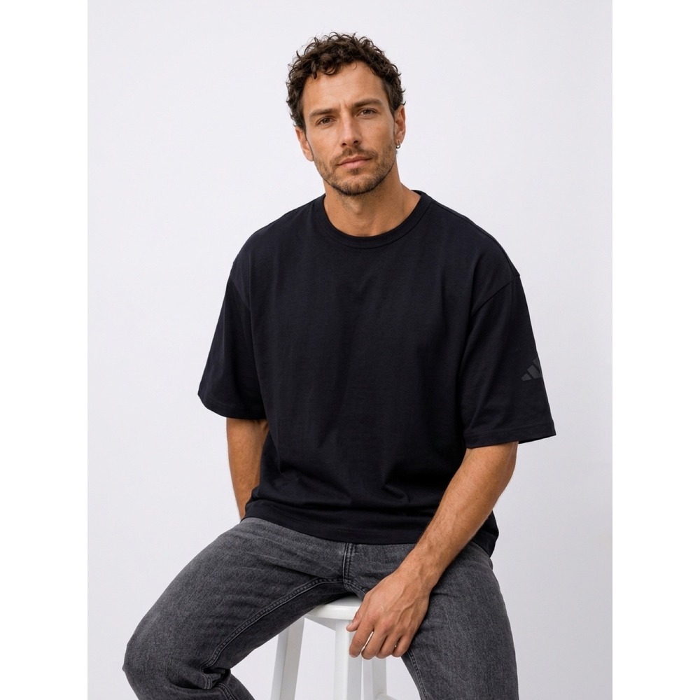 Adidas Mens Black Drop Short Sleeve 100% Cotton T-Shirt Sz M Streetwear
